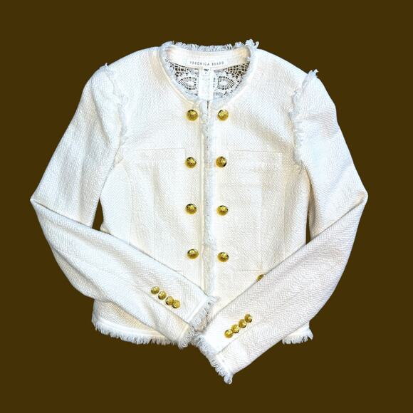 Veronica Beard Betsy Cream Lace Back Tweed Knit Blazer Size 2 - Picture 7 of 13